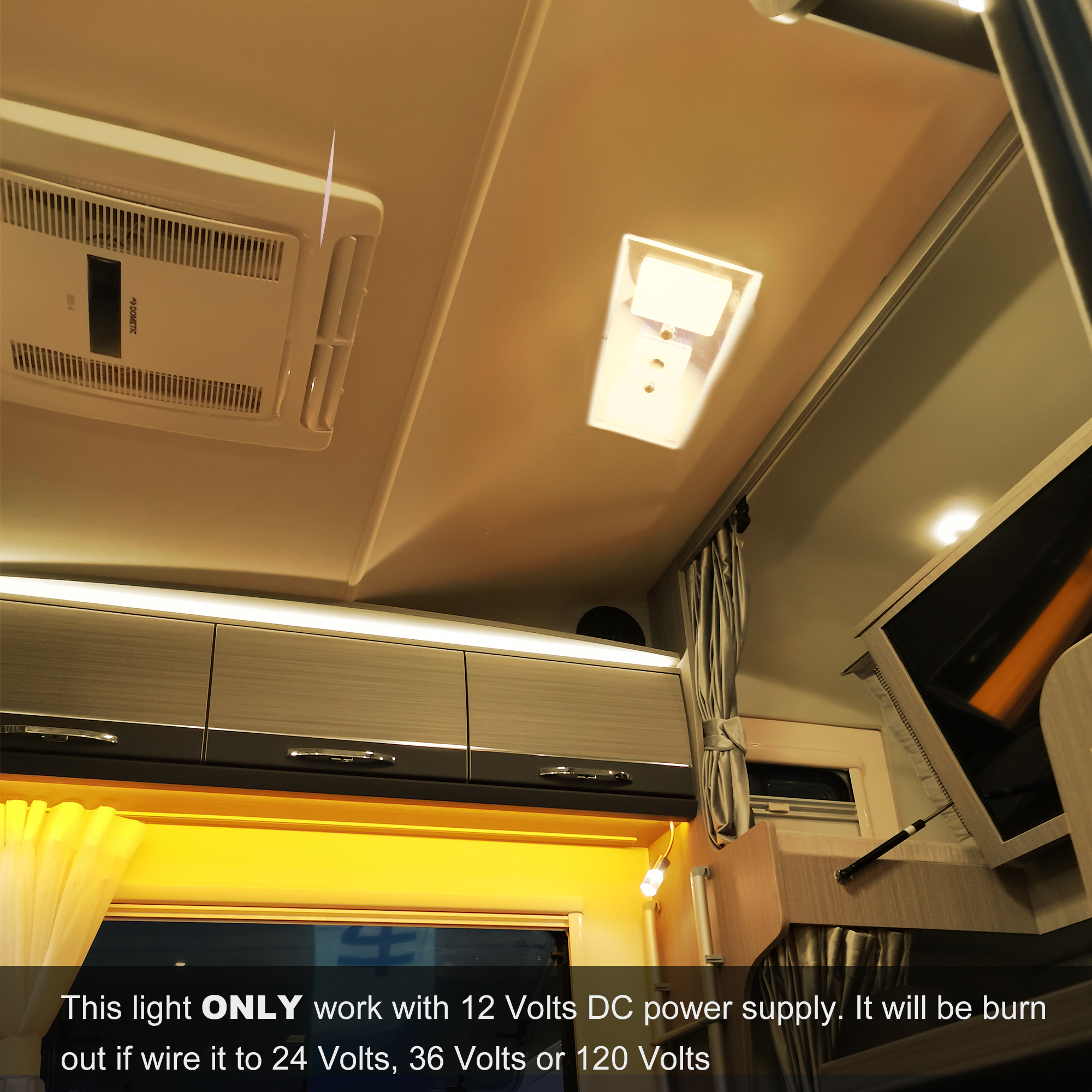 thumbnail image 2 of Facon 4.5-Inch RV LED Interior Dome Light – 12V, Touch Lens Switch, Dimmable, 4000K 2 of 6