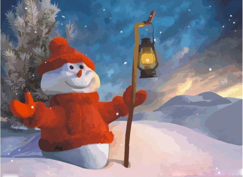 paint by numbers kits christmas snowman and light 16x20 acrylic snowman light