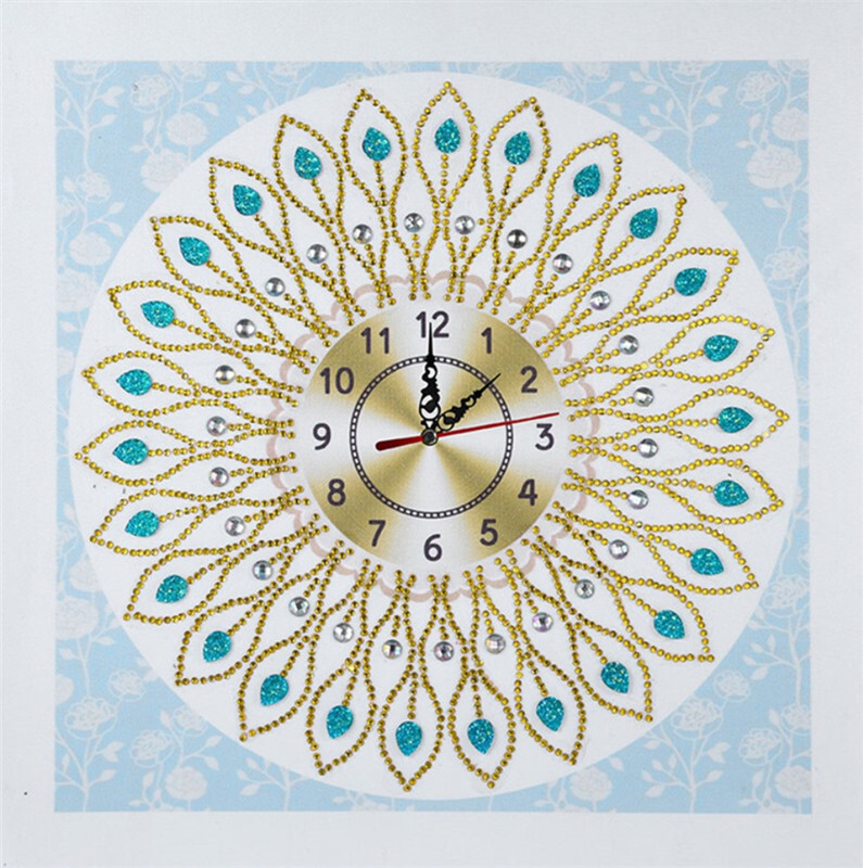 5D Diamond Painting Kits - Blue Flowers Pattern Clock ...