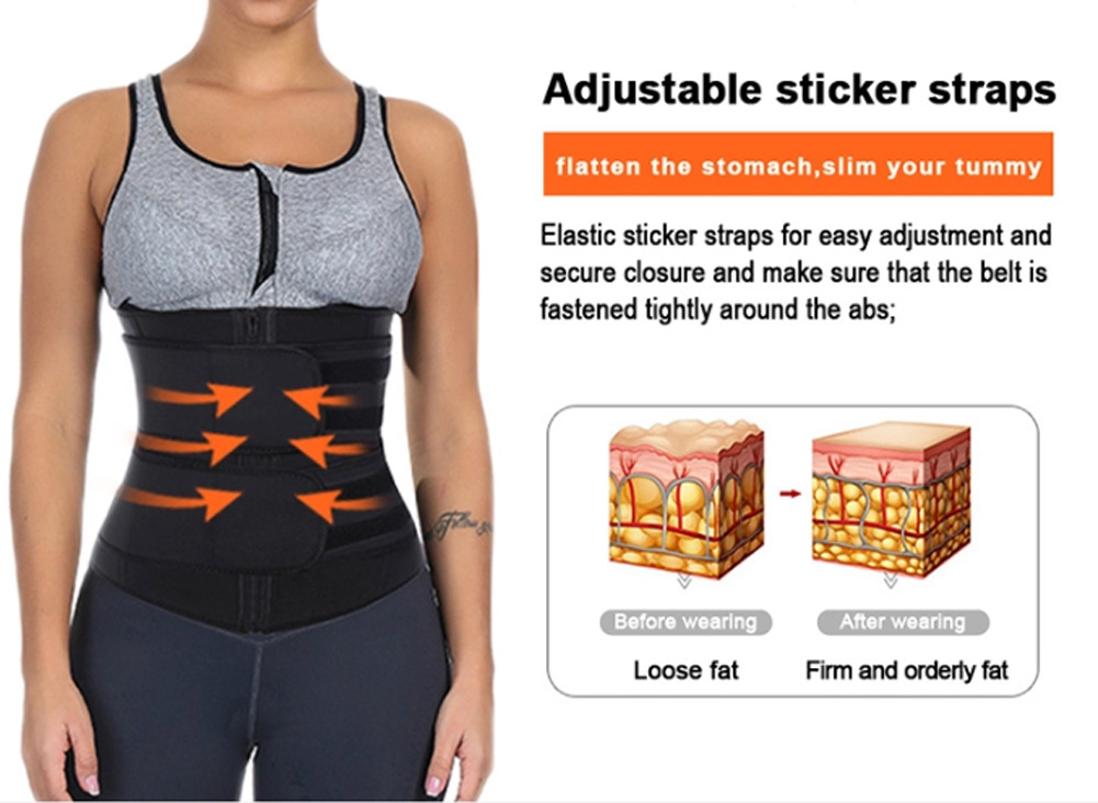  2020 Hot Sweat Waist Trainer Slimmer Trimmer Zip Belt Body Shaper Workout Solid Belts Plus Size Y200501  