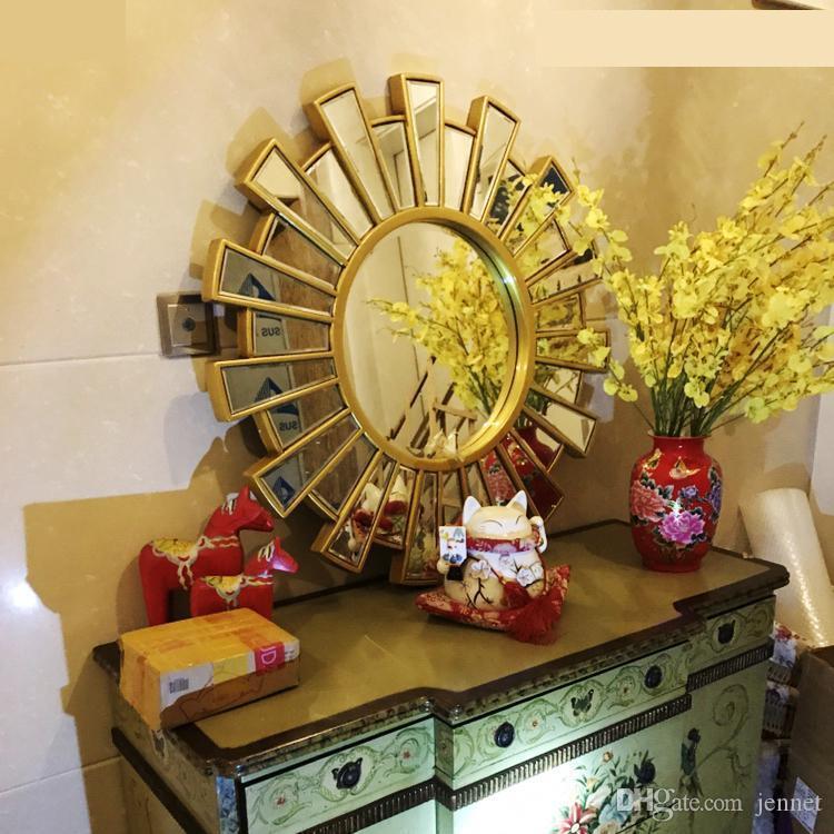 65cmx65cm European Modern Restaurant Fireplace Sun Decoration Mirror Living Room Entrance Background Wall Decoration Mirror