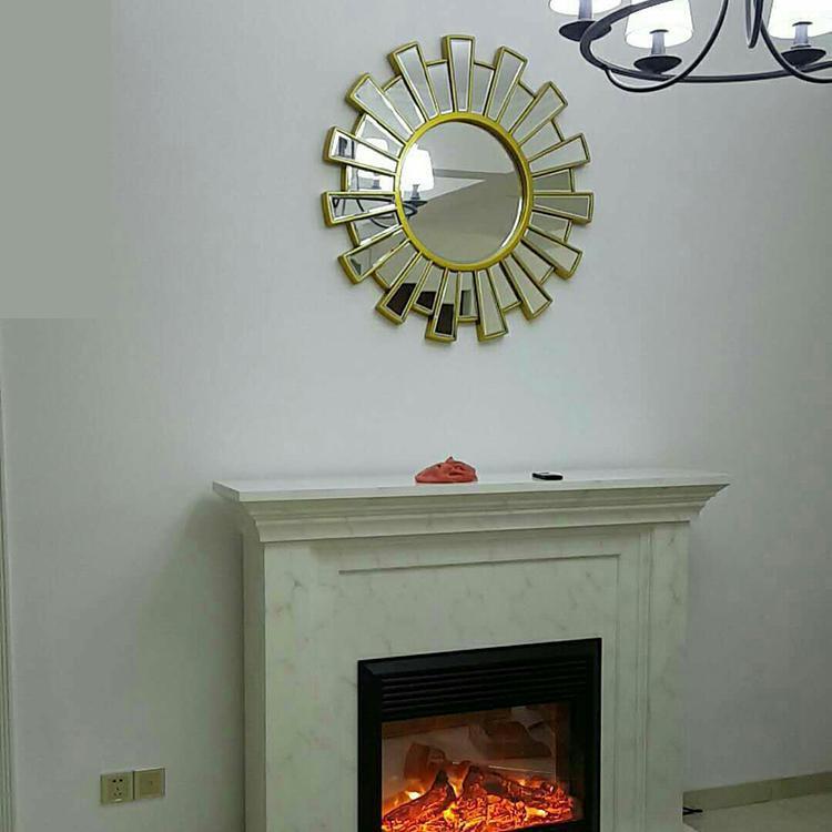  65cmx65cm European Modern Restaurant Fireplace Sun Decoration Mirror Living Room Entrance Background Wall Decoration Mirror  