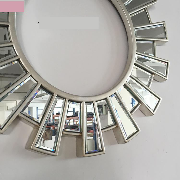  65cmx65cm European Modern Restaurant Fireplace Sun Decoration Mirror Living Room Entrance Background Wall Decoration Mirror  