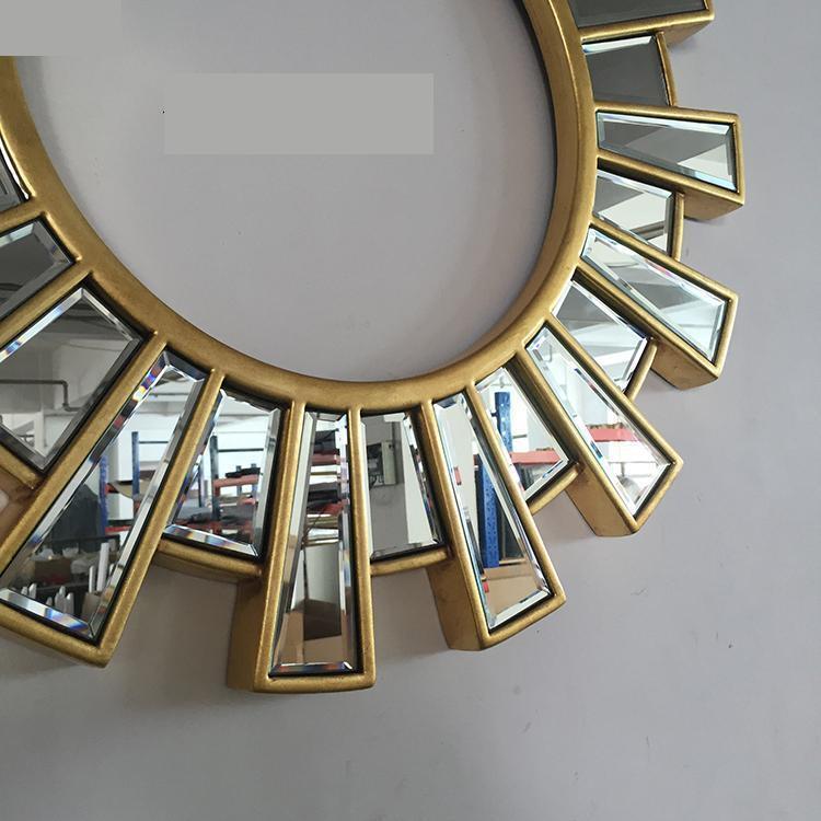  65cmx65cm European Modern Restaurant Fireplace Sun Decoration Mirror Living Room Entrance Background Wall Decoration Mirror  