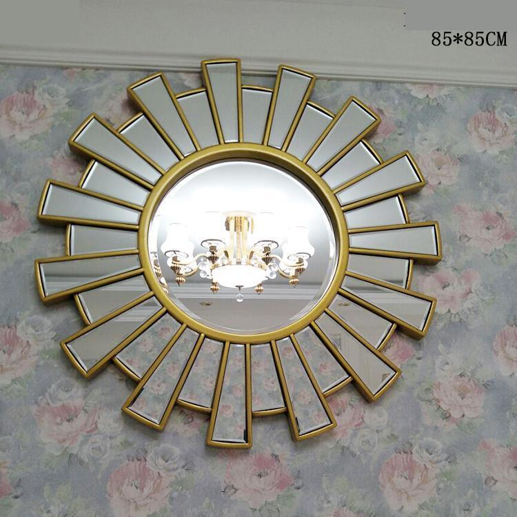  65cmx65cm European Modern Restaurant Fireplace Sun Decoration Mirror Living Room Entrance Background Wall Decoration Mirror  