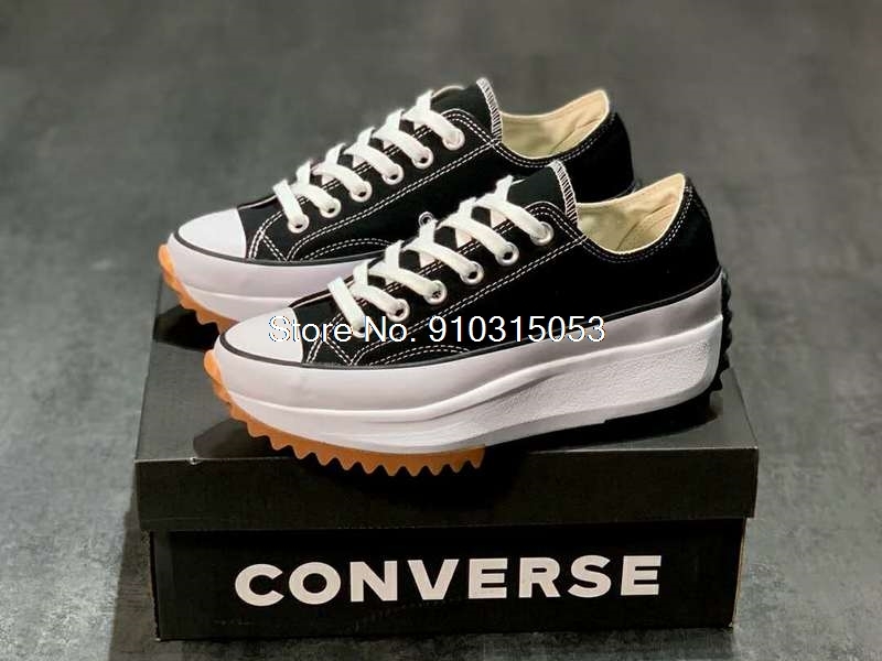 CONVERSETR X JW - Womens Originals High Platform White Casual Sneakers  Run Star Hike 