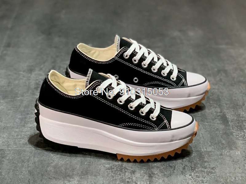 CONVERSETR X JW - Womens Originals High Platform White Casual Sneakers  Run Star Hike 