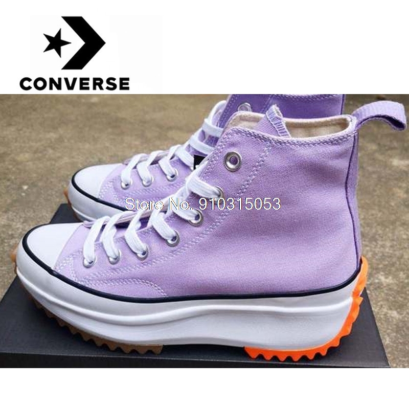CONVERSETR X JW - Womens Originals High Platform White Casual Sneakers  Run Star Hike 