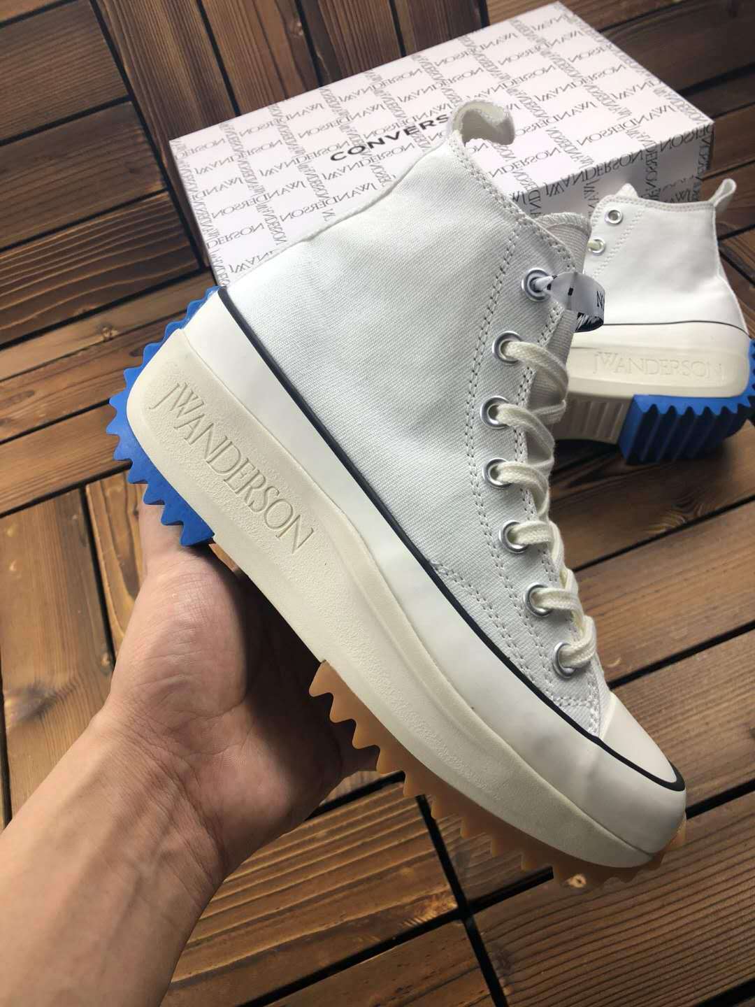 Original JW Anderson X Spokes Mirror Run Star Walking Women Platform Black Skateboard Shoes High Top Durable White Sneakers 