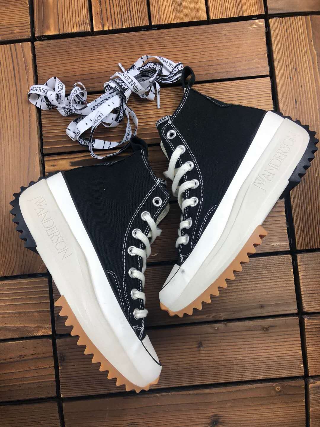Original JW Anderson X Spokes Mirror Run Star Walking Women Platform Black Skateboard Shoes High Top Durable White Sneakers 