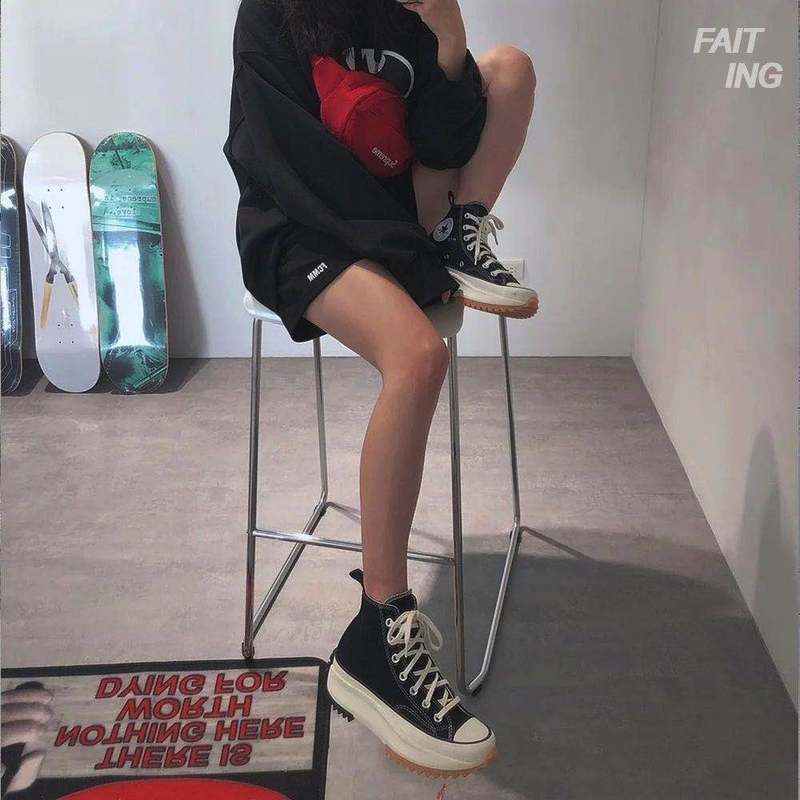 Original JW Anderson X Spokes Mirror Run Star Walking Women Platform Black Skateboard Shoes High Top Durable White Sneakers 