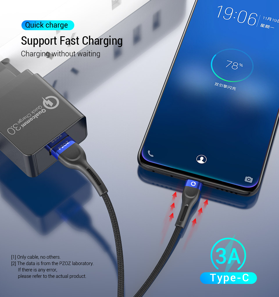 PZOZ usb c cable type c cable Fast Charging Data Cord Charger usb cable c For Samsung s21 s20 A51 xiaomi mi 10 redmi note 9s 8t 