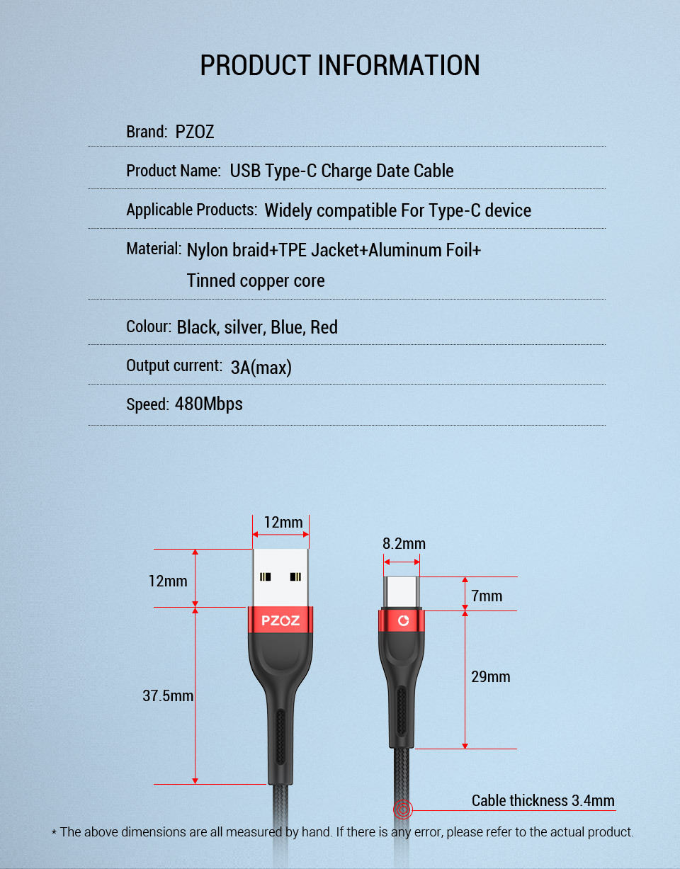 PZOZ usb c cable type c cable Fast Charging Data Cord Charger usb cable c For Samsung s21 s20 A51 xiaomi mi 10 redmi note 9s 8t 
