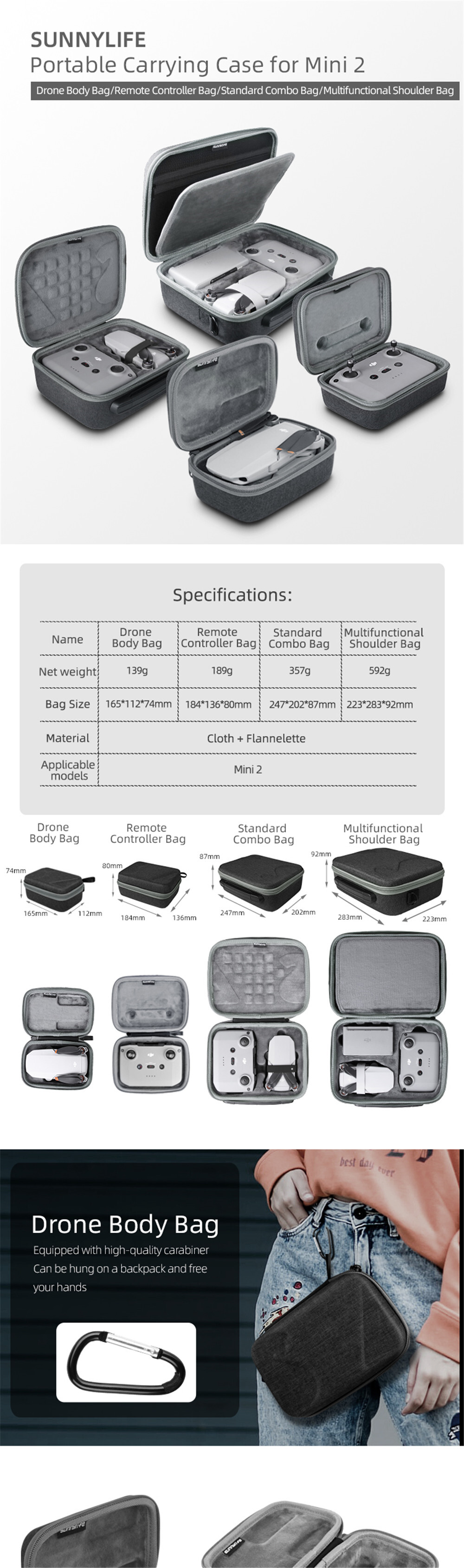 Remote controller bag for DJI MAVIC Mini 2 Portable Carrying Case Multifunctional Shoulder Bag Handbags for DJI MAVIC Mini 2 