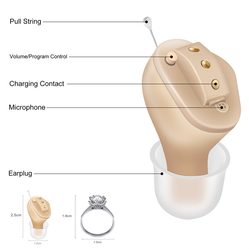 Rechargeable Hearing Aid Wireless Headphones Sound Amplifier Digital Hearing Aids Invisible Ears Adjustment Tools For Deafness 
