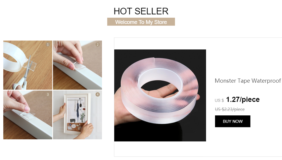 Monster Tape Waterproof  Wall Stickers Reusable Heat Resistant Bathroom Home Decoration Tapes Transparent Double Sided Nano Tape 