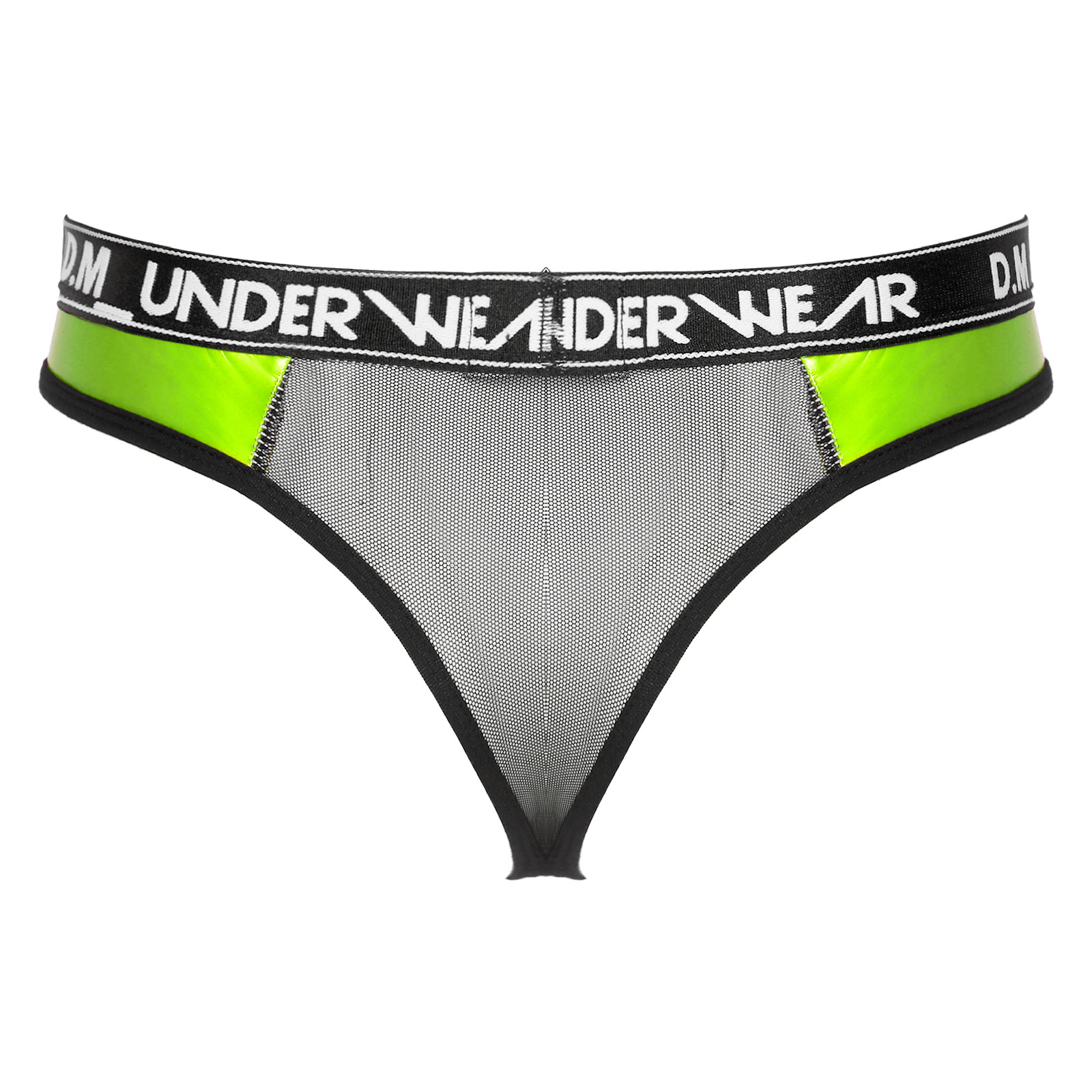 Mens Lingerie Glossy Patent Leather Patchwork Thongs Panties Sexy See-through Mesh Underwear Bulge Pouch  Low Waist Briefs 