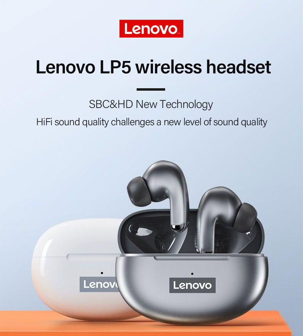 100% Original Lenovo LP5  Wireless Bluetooth Earbuds HiFi Music Earphone With Mic Headphones Sports Waterproof Headset 2021New 
