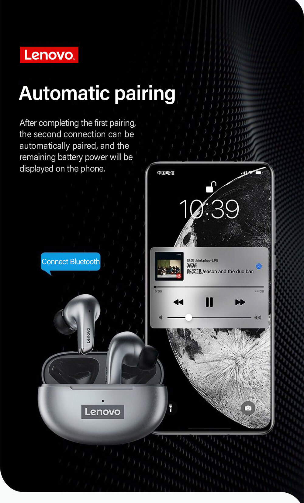 100% Original Lenovo LP5  Wireless Bluetooth Earbuds HiFi Music Earphone With Mic Headphones Sports Waterproof Headset 2021New 