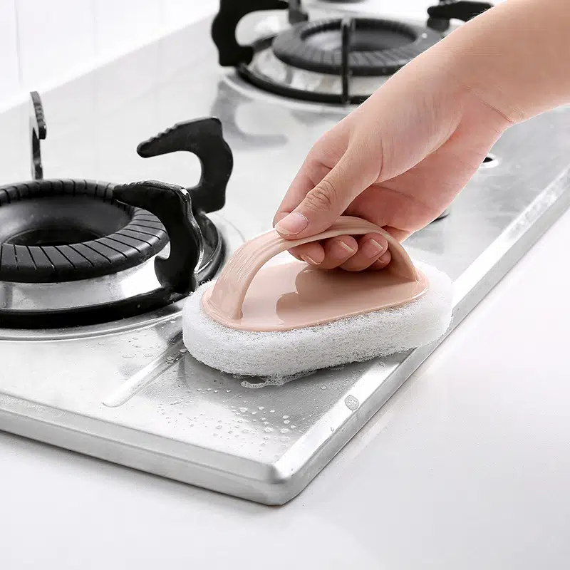 1pc, Household Plain Handle Cleaning Brush, Decontamination Sponge Wipe Bathroom Toilet Tile Cleaning Brush, Kitchen Brush 