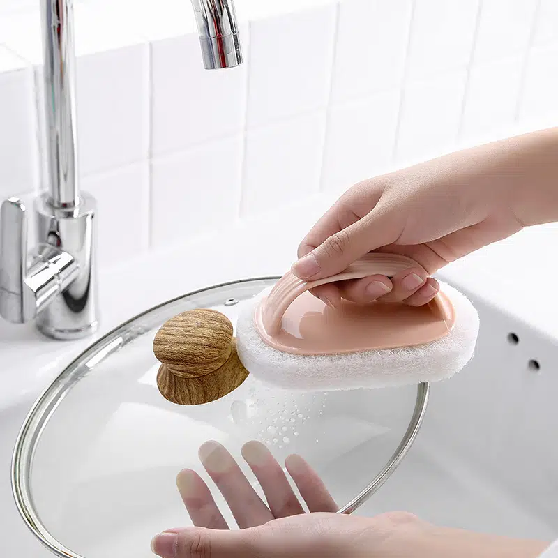 1pc, Household Plain Handle Cleaning Brush, Decontamination Sponge Wipe Bathroom Toilet Tile Cleaning Brush, Kitchen Brush 