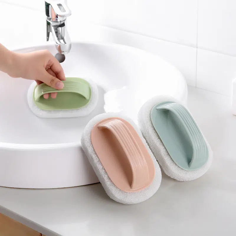 1pc, Household Plain Handle Cleaning Brush, Decontamination Sponge Wipe Bathroom Toilet Tile Cleaning Brush, Kitchen Brush 