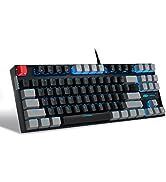 75% Mechanical Gaming Keyboard with Red Switch, MageGee LED Blue Backlit Keyboard, 87 Keys Compac...