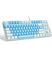 75% Mechanical Gaming Keyboard with Blue Switch, MageGee LED Blue Backlit Keyboard, 87 Keys Compa...
