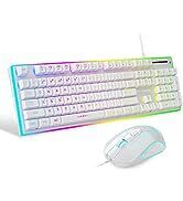 MageGee Gaming Keyboard and Mouse Combo, True RGB Backlit Membrane Office Keyboard, 104 Keys Alum...