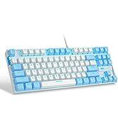 75% Mechanical Gaming Keyboard with Red Switch, MageGee LED Blue Backlit Keyboard, 87 Keys Compac...