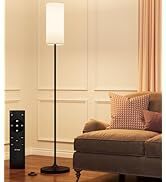 luckystyle LED Floor Lamp for Living Room, Dimmable Standing Lamps with Foot Switch and Remote Cu...