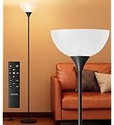 luckystyle Torchiere Floor Lamp,1200LM Super Bright Dimmable Standing Lamp with Remote and Foot S...