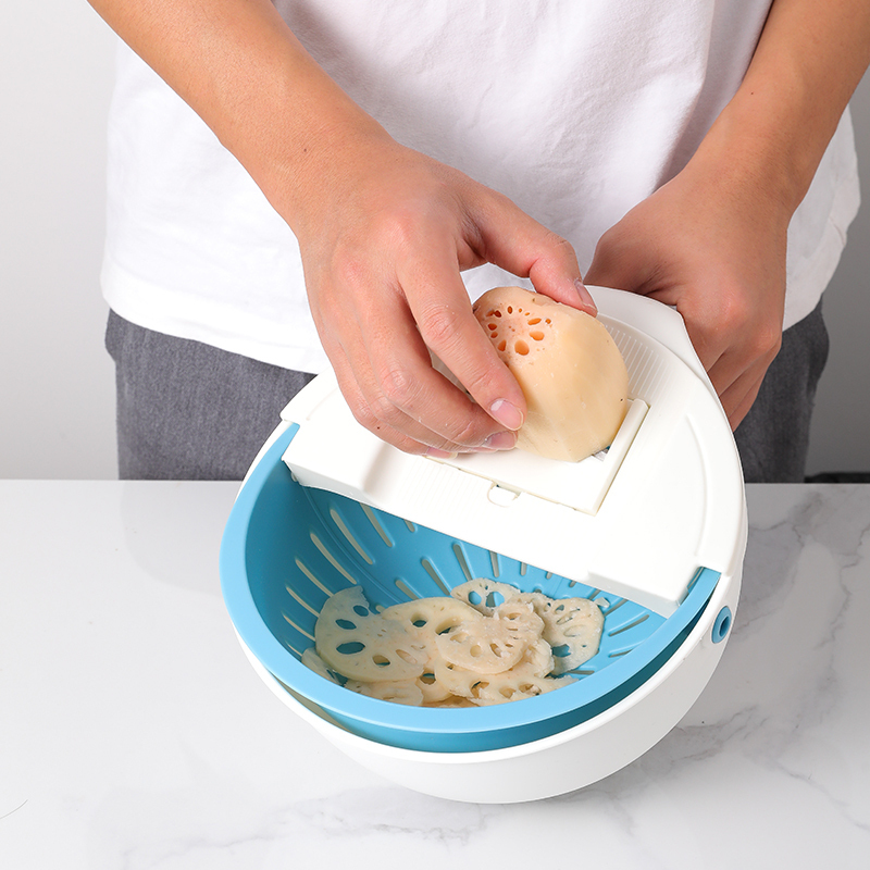 Hot selling Kitchen multi Kitchen Items Vegetable Chopper Slicer food chopper manual and Draining Basket Fruit Cutter 