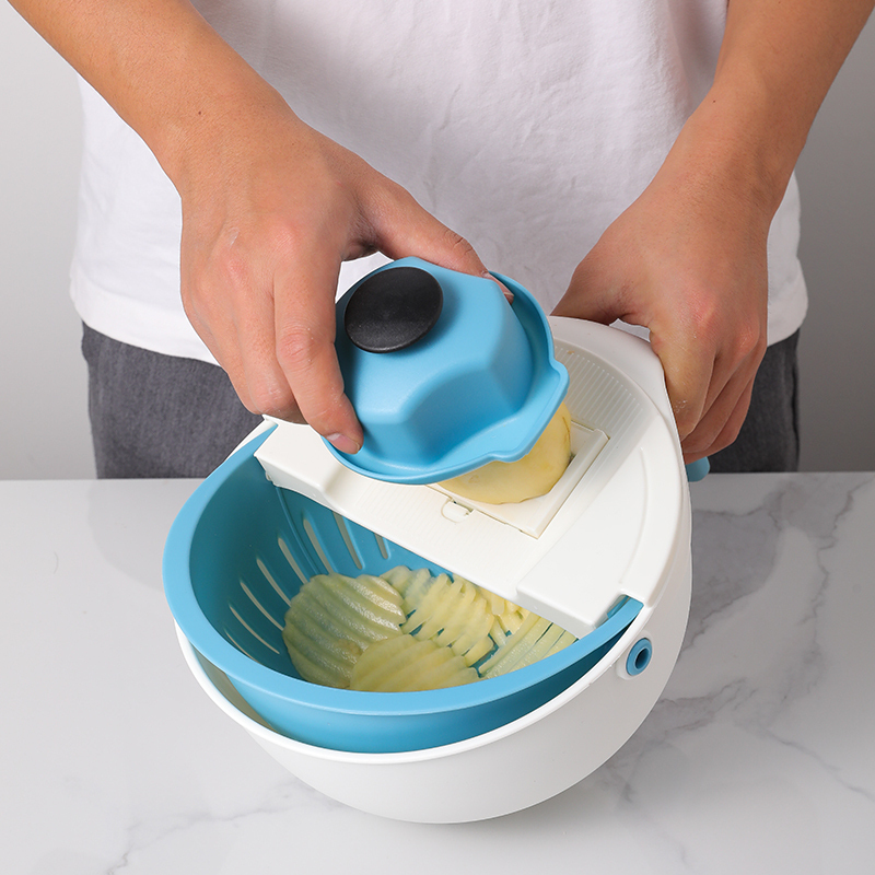 Hot selling Kitchen multi Kitchen Items Vegetable Chopper Slicer food chopper manual and Draining Basket Fruit Cutter 