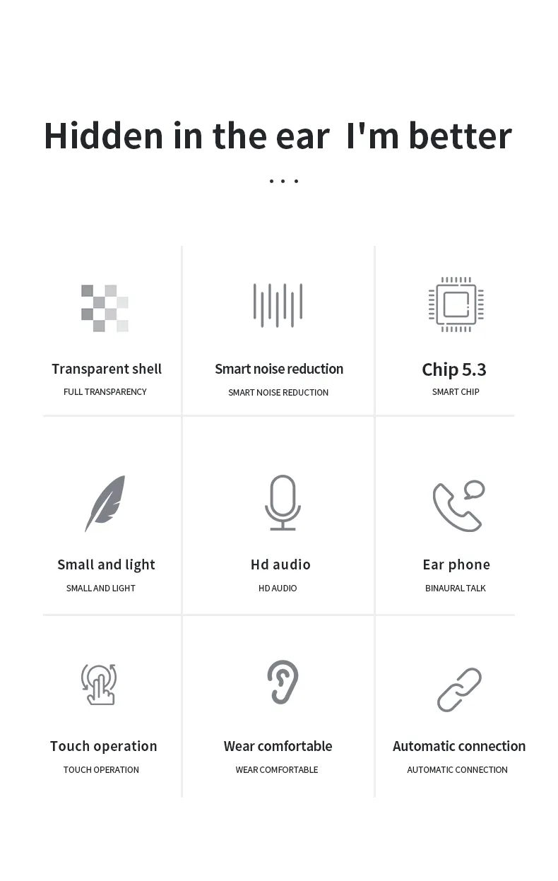 TM20 Transparent Bluetooth 5.3 Earphone Wireless Headphones LED Power Display Noise Reduction Sports Music Game Headset with Mic 