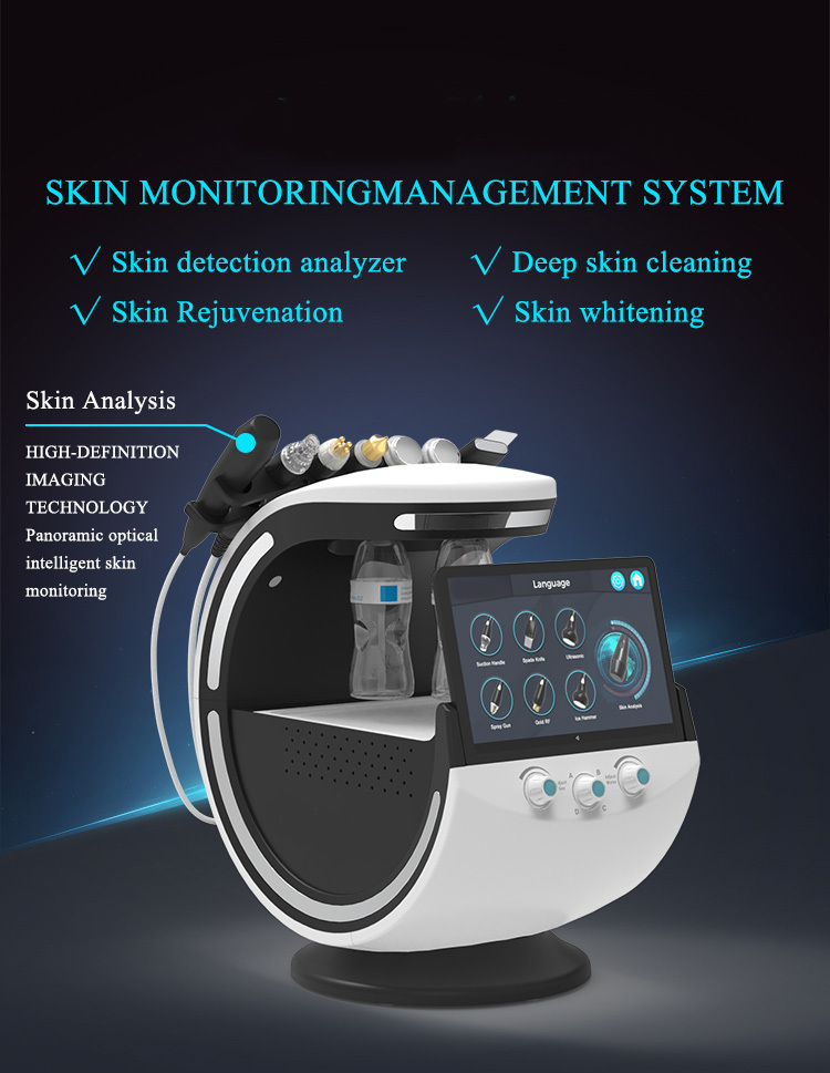 2024 New Smart Ice Black Deep cleaning 7in1 facial machine Dermabrasion machine with skin analysis handle 