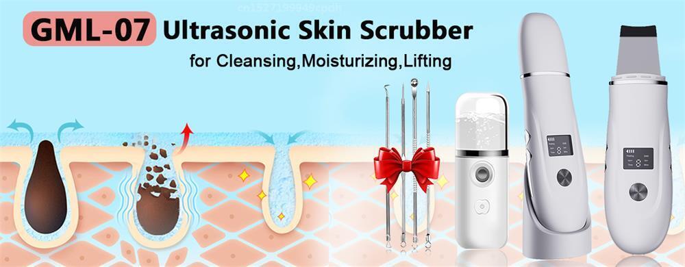 Ultrasonic Cleaner Peeling Remover Blackhead Facial Skin Scrubber Facial Shovel Deep Cleaning Face Lifting Removal Pore Acne EMS 