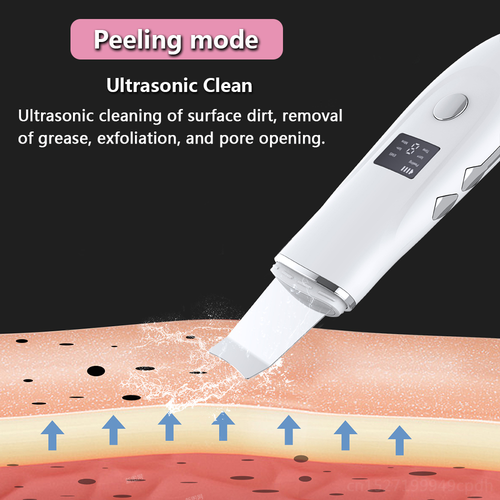 Ultrasonic Cleaner Peeling Remover Blackhead Facial Skin Scrubber Facial Shovel Deep Cleaning Face Lifting Removal Pore Acne EMS 