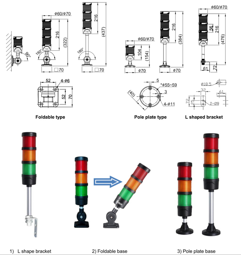 ONN-M4 24V CNC Machine Led Signal Tower Light With Buzzer 