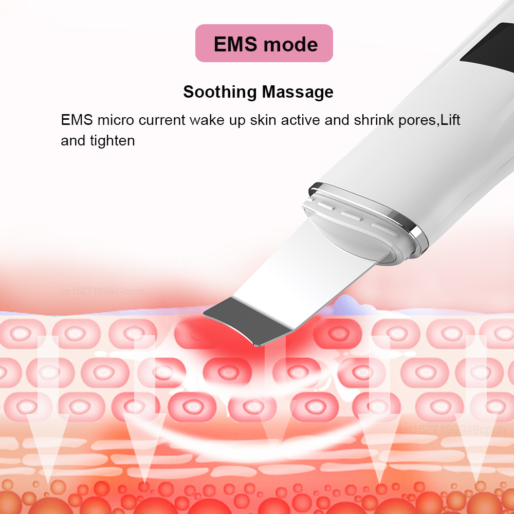 Ultrasonic Cleaner Peeling Remover Blackhead Facial Skin Scrubber Facial Shovel Deep Cleaning Face Lifting Removal Pore Acne EMS 