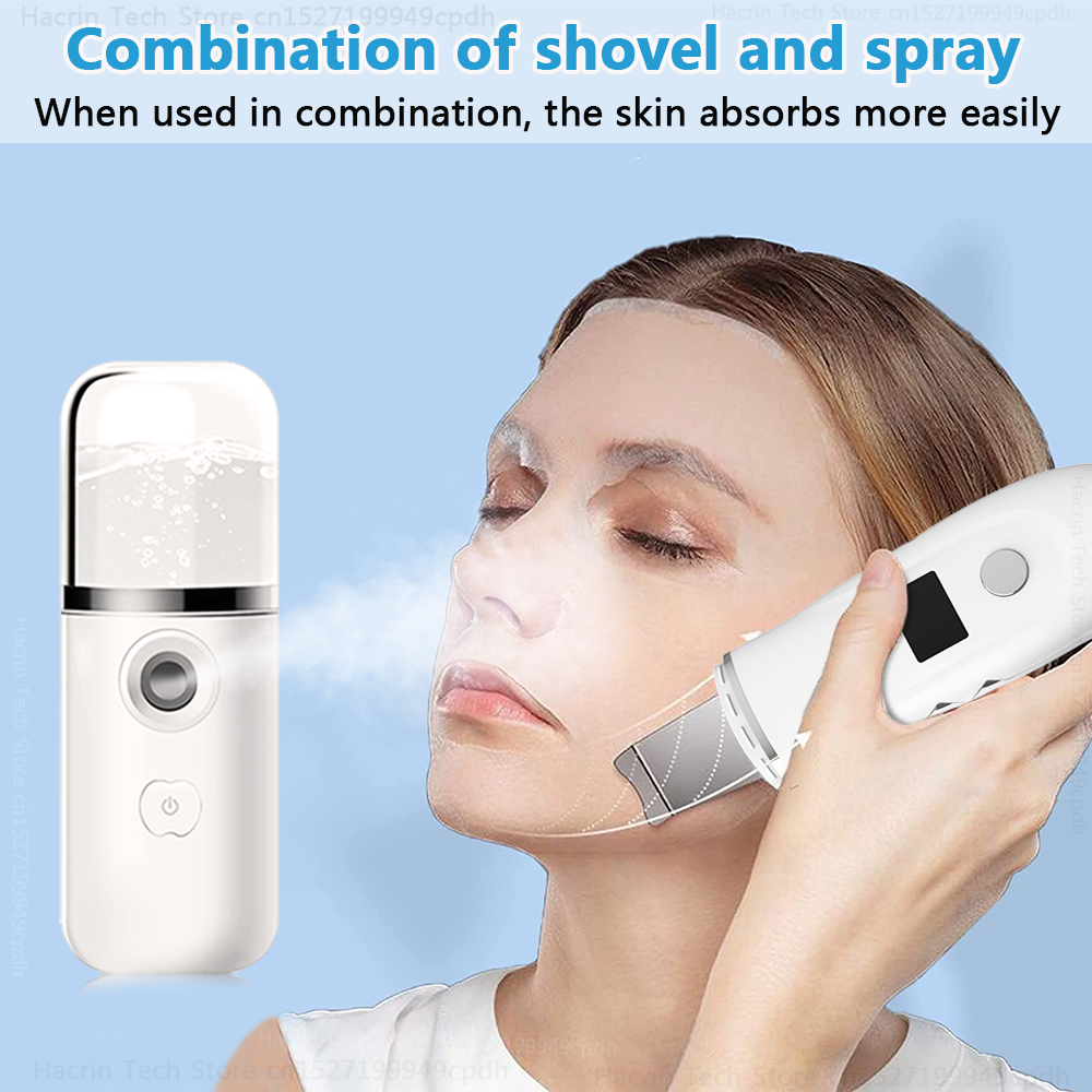 Ultrasonic Cleaner Peeling Remover Blackhead Facial Skin Scrubber Facial Shovel Deep Cleaning Face Lifting Removal Pore Acne EMS 