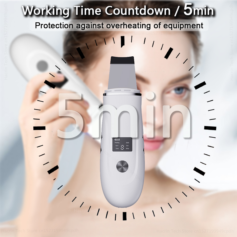 Ultrasonic Cleaner Peeling Remover Blackhead Facial Skin Scrubber Facial Shovel Deep Cleaning Face Lifting Removal Pore Acne EMS 