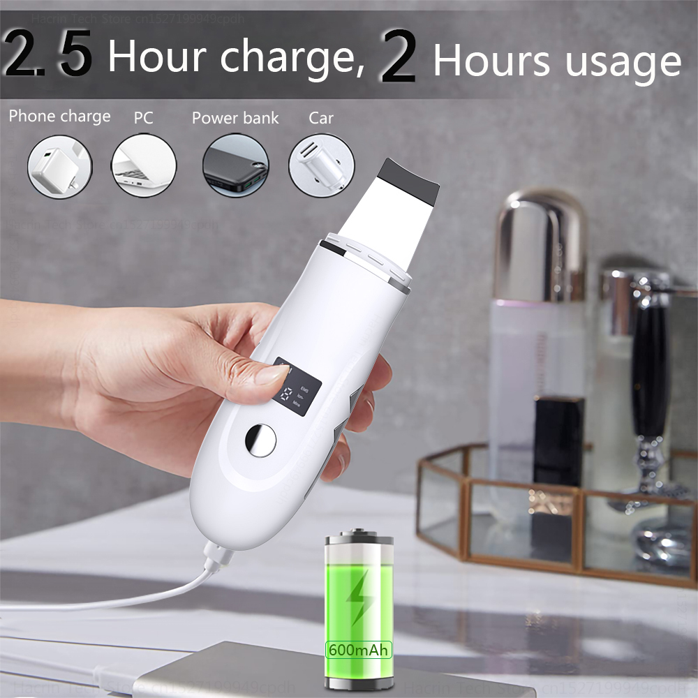 Ultrasonic Cleaner Peeling Remover Blackhead Facial Skin Scrubber Facial Shovel Deep Cleaning Face Lifting Removal Pore Acne EMS 