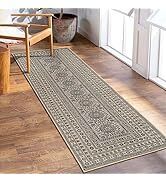 Lahome Mandala Easy Jute Runner Rug - 2x6 Black Natural Jute Rug Runners for Hallways 6 Feet Non ...