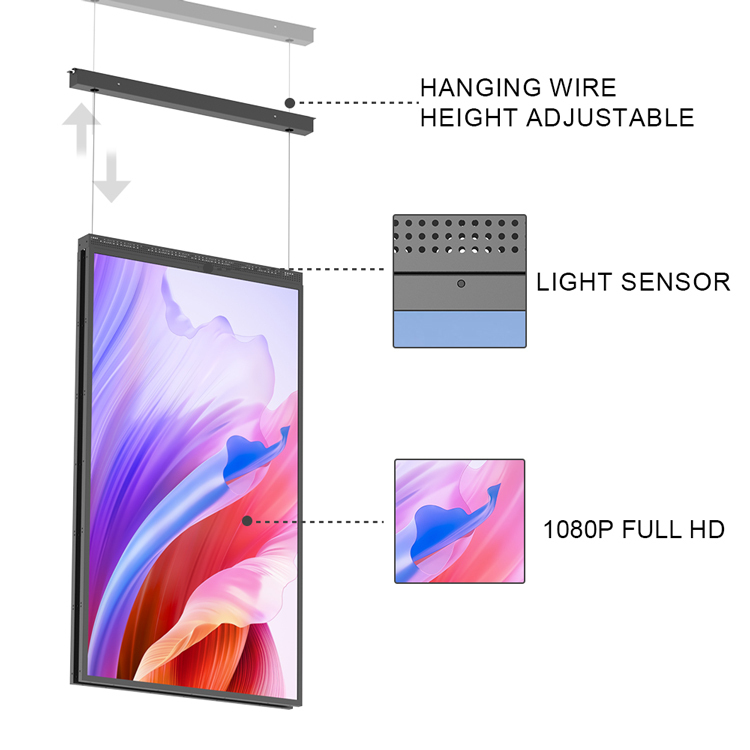 高亮度液晶显示器监视器窗口广告屏3000nits数字标牌阳光可读双面显示器 