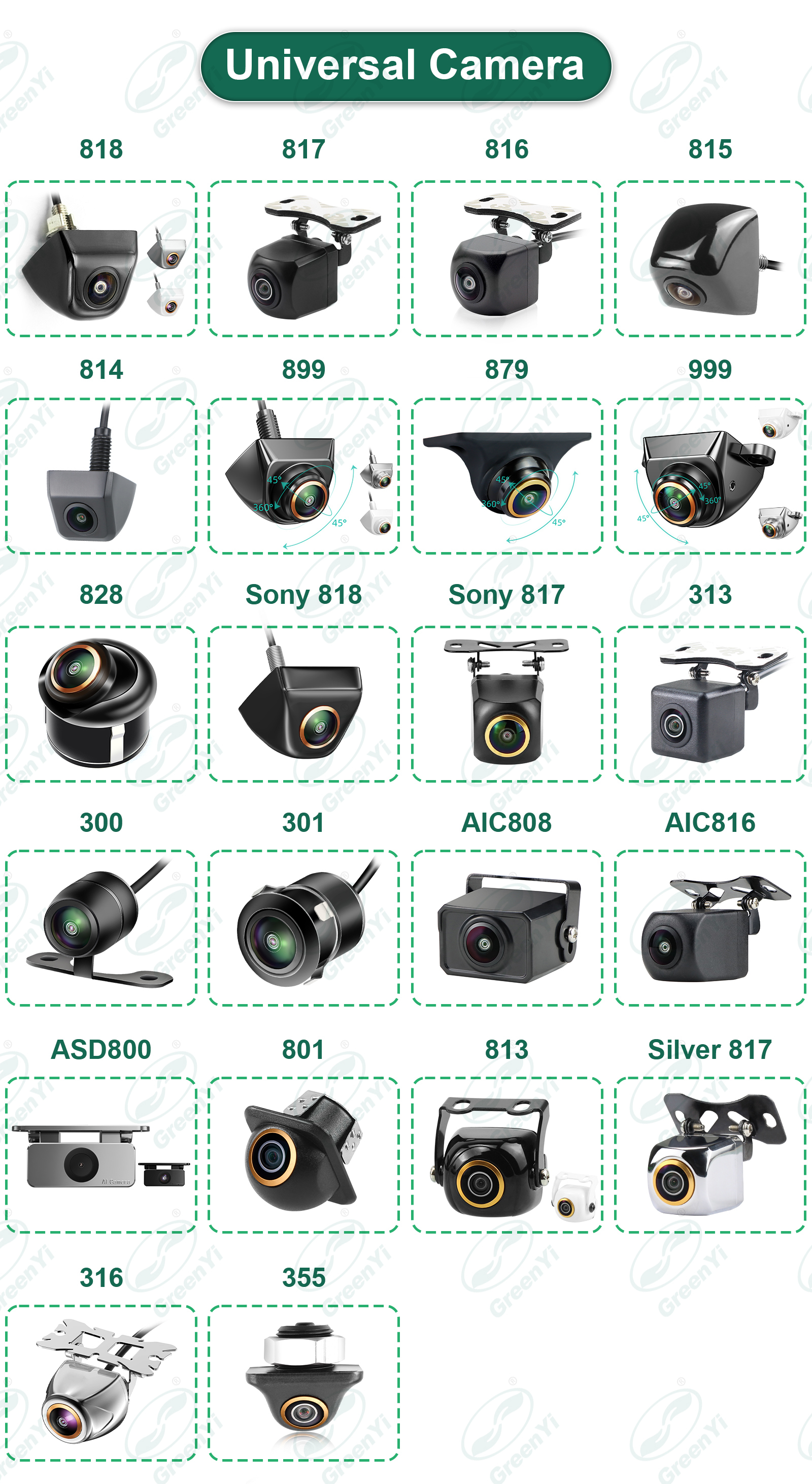 GreenYi AHD 1920x1080P Car Rear View Camera Full HD Night Vision 170° Fisheye Lens Vehicle Reversing Front Cam C301 