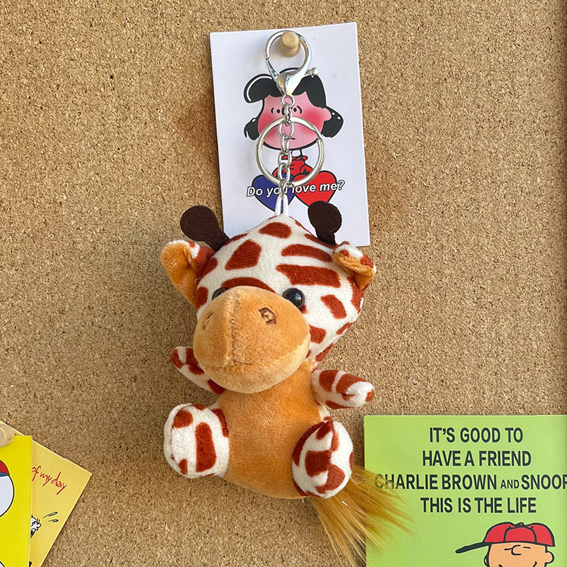 Wholesale Monkey Tiger Giraffe Lion Elephant Plush Keychains Toys Cute Zoo Stuffed Animal Plushie Tiger Keychain Kids Fun Award 