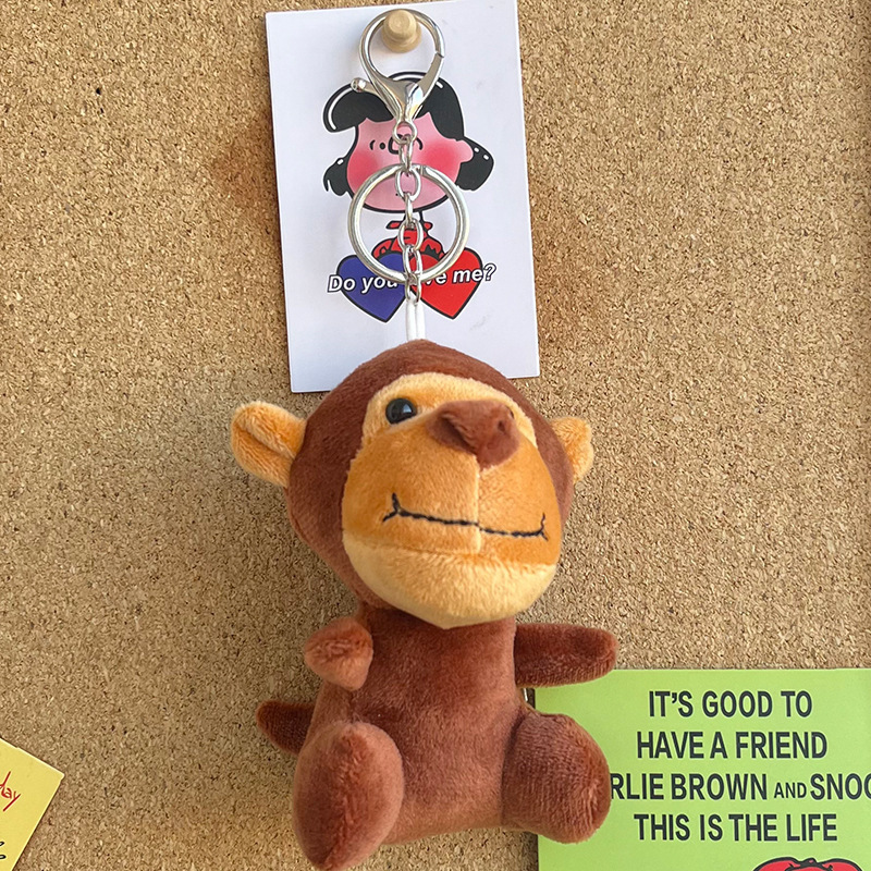 Wholesale Monkey Tiger Giraffe Lion Elephant Plush Keychains Toys Cute Zoo Stuffed Animal Plushie Tiger Keychain Kids Fun Award 
