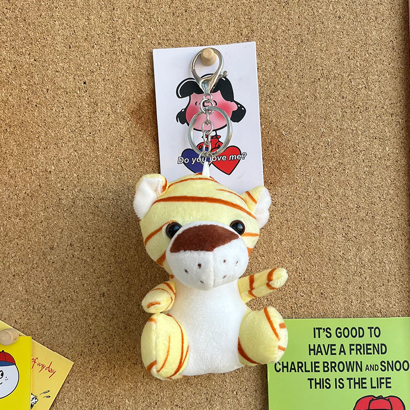 Wholesale Monkey Tiger Giraffe Lion Elephant Plush Keychains Toys Cute Zoo Stuffed Animal Plushie Tiger Keychain Kids Fun Award 