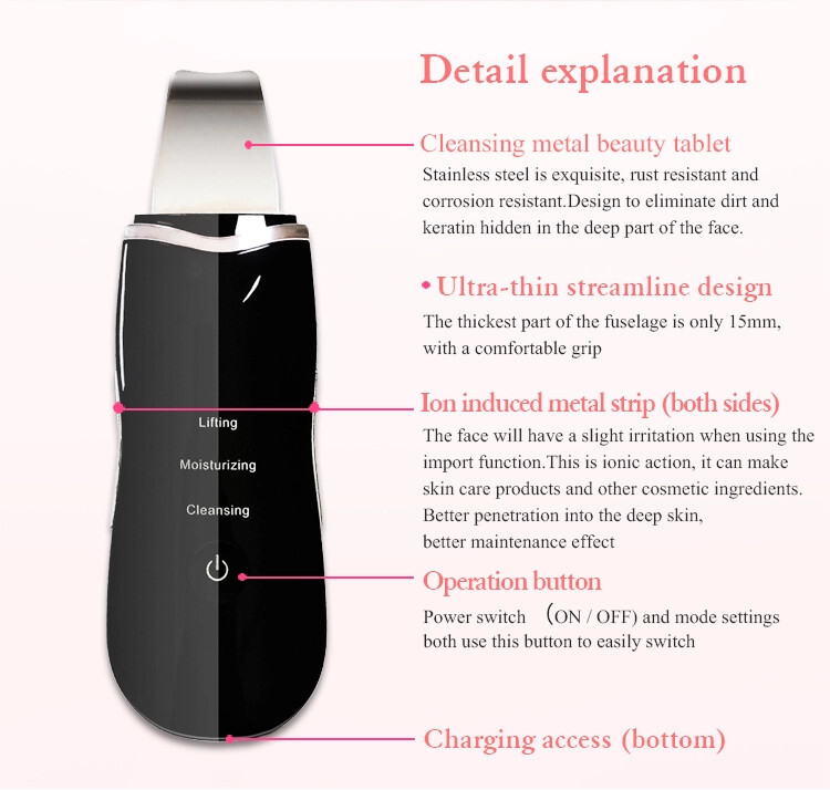 Home use facial scrub ultrasonic skin scrubber machine